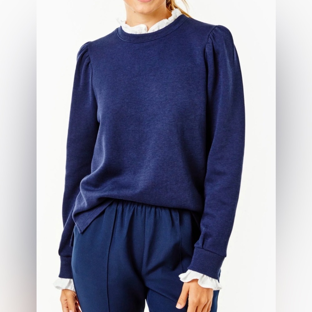 Addison Bay Soft Luxe Ziggy Long Sleeve Top Navy w/ White Medium M